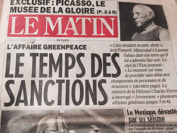 I read this other newspaper, “Matin de Paris” from 1985, during the Rainbow Warrior case #MadeleineprojectEN https://t.co/6TJ3omWOud